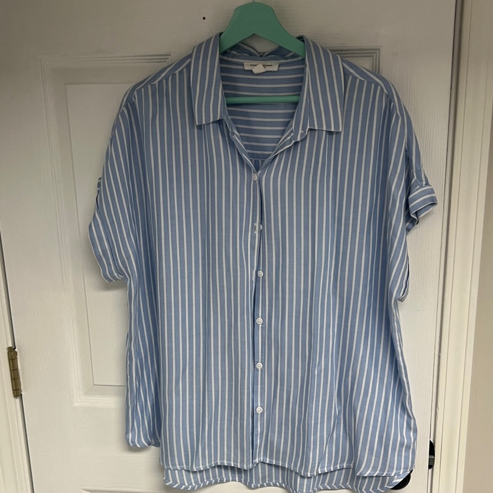 beachlunchlounge Sky Blue and White Striped Shirt